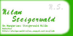 milan steigerwald business card
