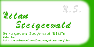 milan steigerwald business card